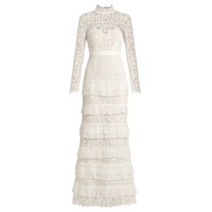 Self-Portrait Ivory Lace Tiered Maxi Dress